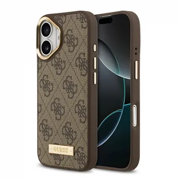 Чехол Guess PU 4G Plate metal logo and Gold camera Hard (MagSafe) для iPhone
