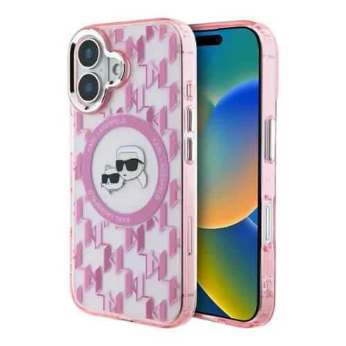 Чехол Lagerfeld PC/TPU Monogram NFT Karl & Choup Metal Camera Hard (MagSafe) для iPhone (16 Розовый)