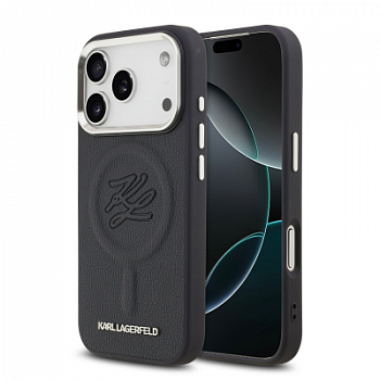 Чехол Lagerfeld PU Debossed Initials Metal logo & Camera Hard (MagSafe) для iPhone